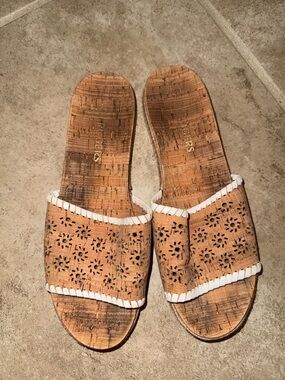 Jack Rogers Cork Slide Sandals with White Trim